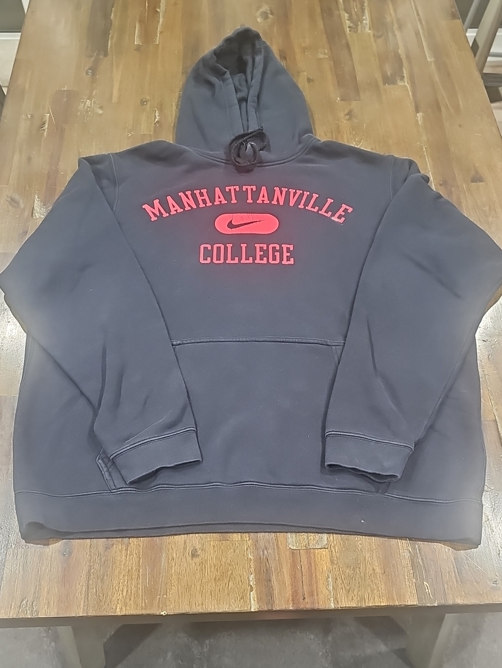 Nike Black Hoodie with Red Manhattanville College Logo